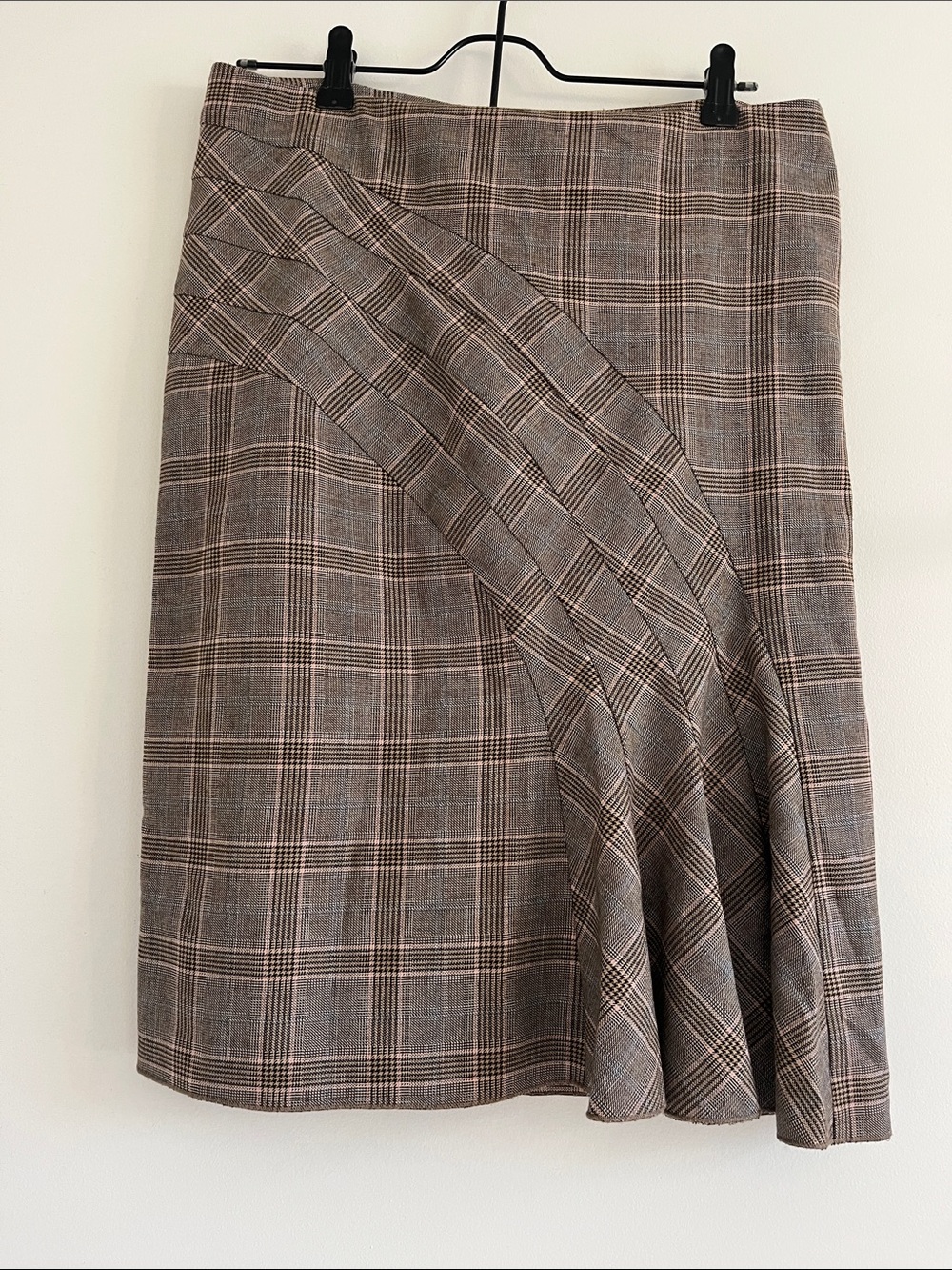 United Colors of Benetton Plaid A-Line Skirt in Brown & Black